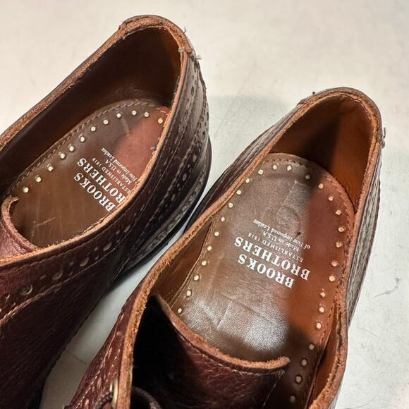 EUC Allen Edmonds x Brooks Brothers Longwing Wingtip Waxed Brown USA 10 D main image 7